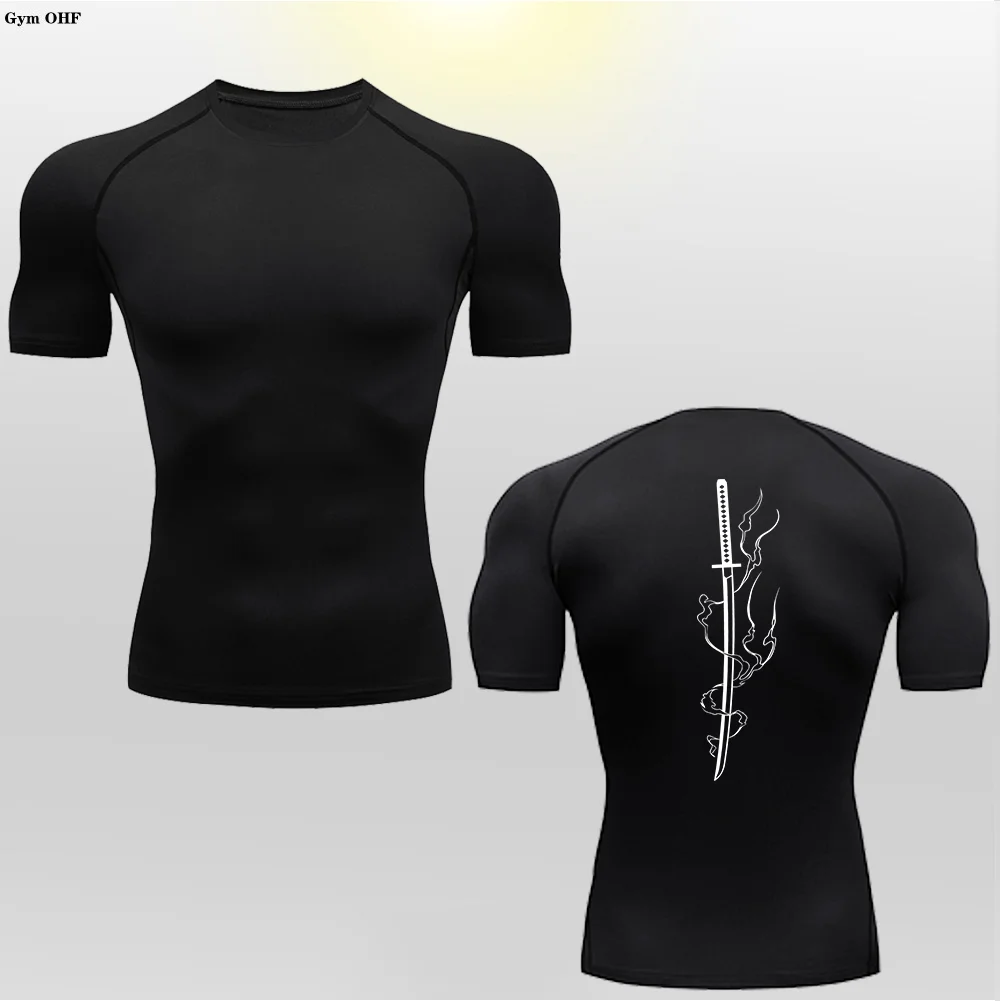 

Man Samurai Sword Pattern Soft T-shirt Sports Top Fitness Rugby Sports Tshirt Sports Shirt Quick Drying And Breathable T shirt