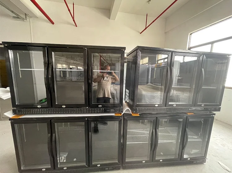 Commercial Bar Equipment Four Glass Door Undercounter Air Cooling Beer Wine Display Cooler Beverage Refrigerator Digital Control