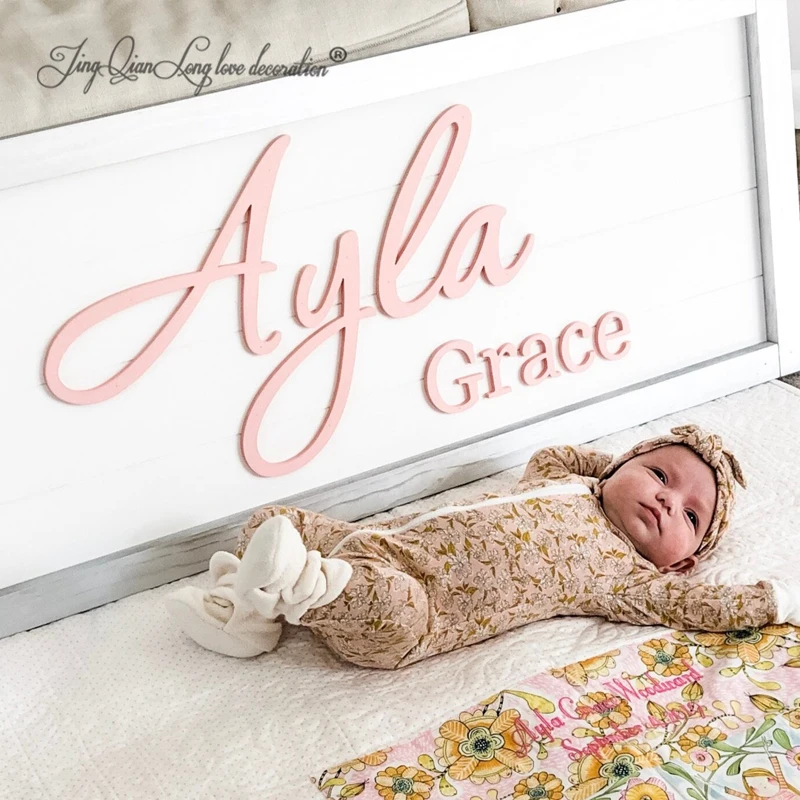 Custom Name Sign , Lavender Nursery Decor,FREE SHIPPING Over Crib Hanging Art, 3D Wood Letters, Shiplap  Art（ no Framed）