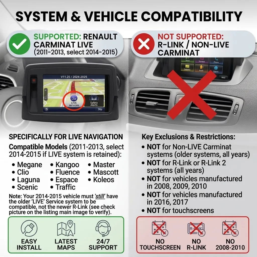New Update Sat Nav Map SD Card Compatible with Renault TomTom Carminat Live, Ver.11.25 2024/2025 with Speedcam