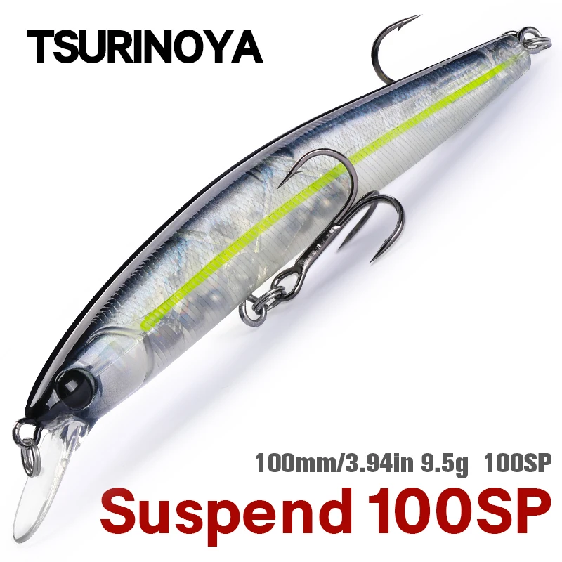 TSURINOYA Suspending Minnow New Fishing Lure DW70 100SP 9.5g Artificial Bait Swimbait Wobbler Hard Lure Pike Bass Crankbait