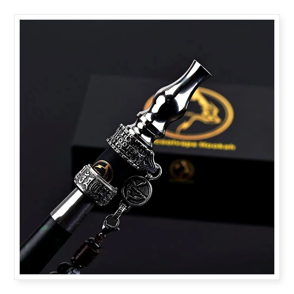 Titanium Alloy He Cigarette Holder - Silver-Plated Double Ring Shisha Nozzle for Arab Shisha Collection