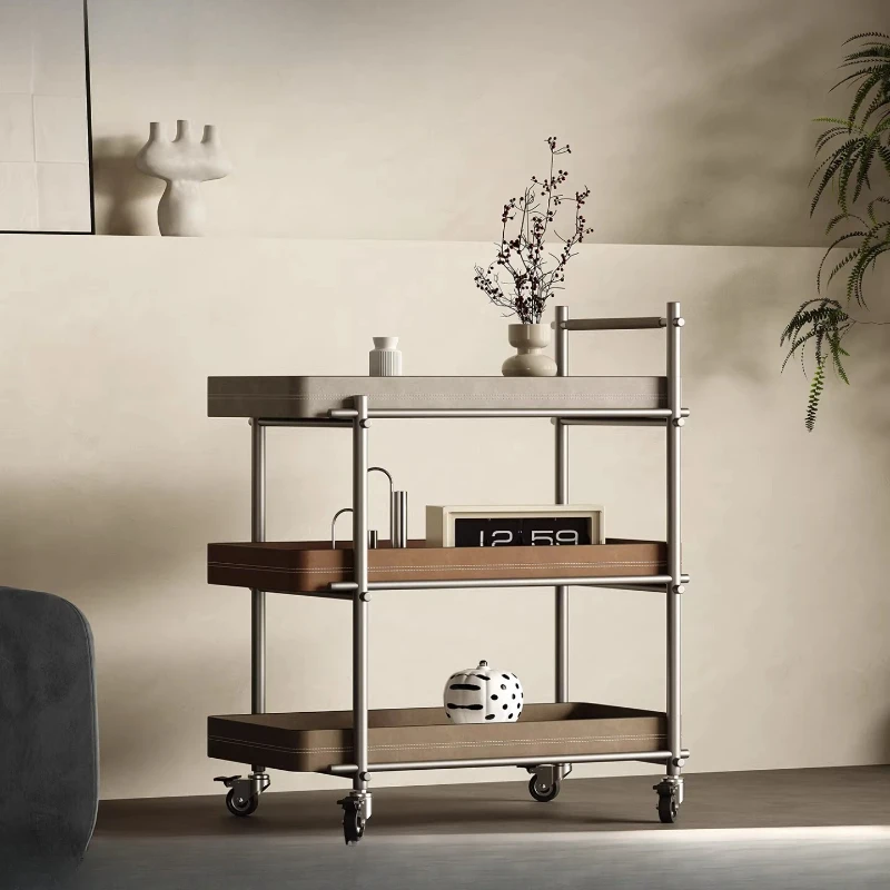 

Легкая роскошь: высококачественная кожаная полка для гостиной с отделкой под кожу, новинка 2025 года, съемная, для дивана