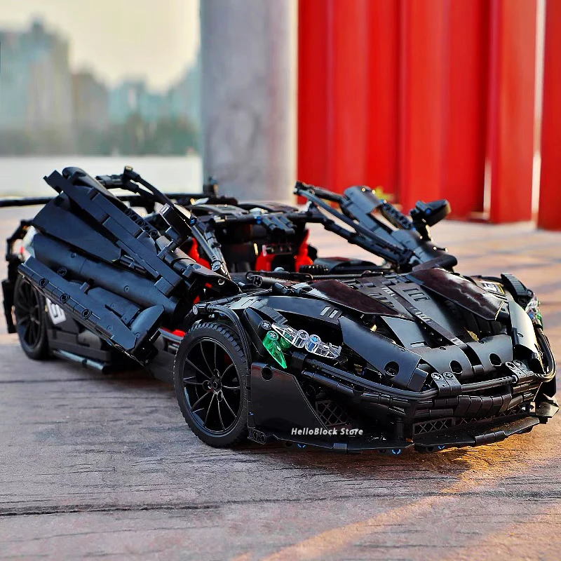 1:8 Technical Black Warrior P1 Hypercar Building Block High-Tech Racing Vehicle Car Modular Bricks Model Toy For Kid Gift Moc