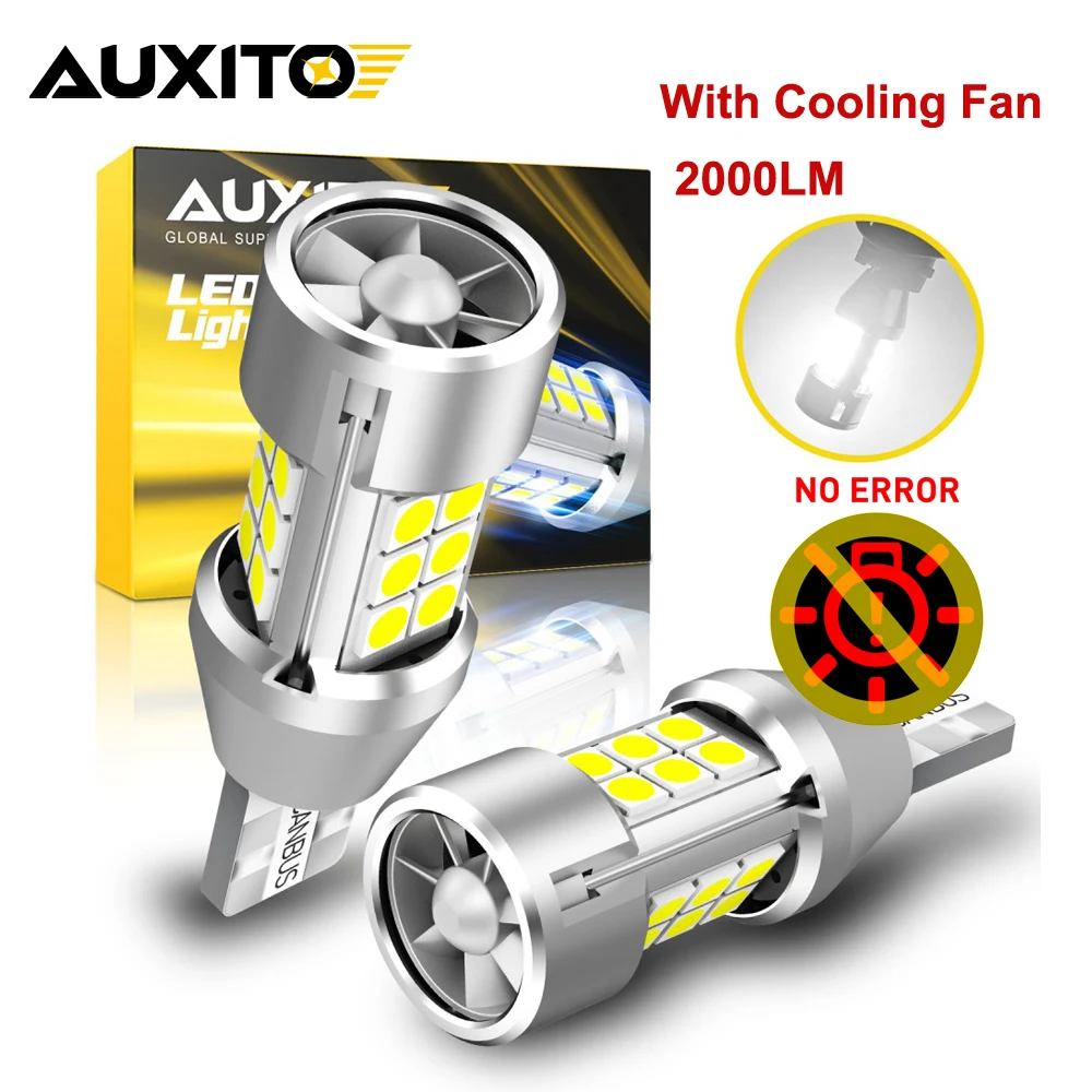 

AUXITO 2Pcs W16W T15 LED No Error 912 921 LED Bulb Canbus With Fan High Power Reverse Signal Lamp Car Lights 12V 2000LM White