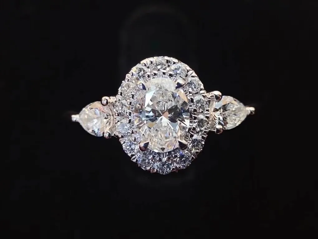 IGI Lab Growing Diamond Ring Oval D Color 1 2 3Ct Real Platinum PT950 Gold Ring Diamond wedding ring Factory Engagement Ring