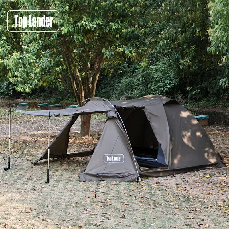 For Outdoor Double Tunnel Tent Flame Retardant Rainstorm Proof with Snow Skirt Four Season Camping Windproof Warm Shelter