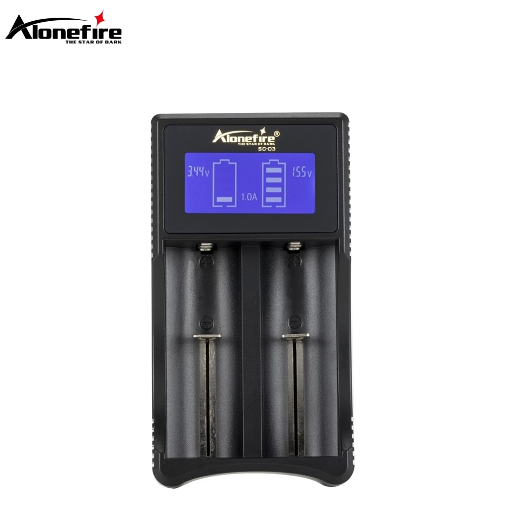 Alonefire 1A/2A LCD USB Charger 3.7V Rechargeable Flashlight Torch Li-ion Battery Charger for 18650/16340/14500/21700/26650 image 3