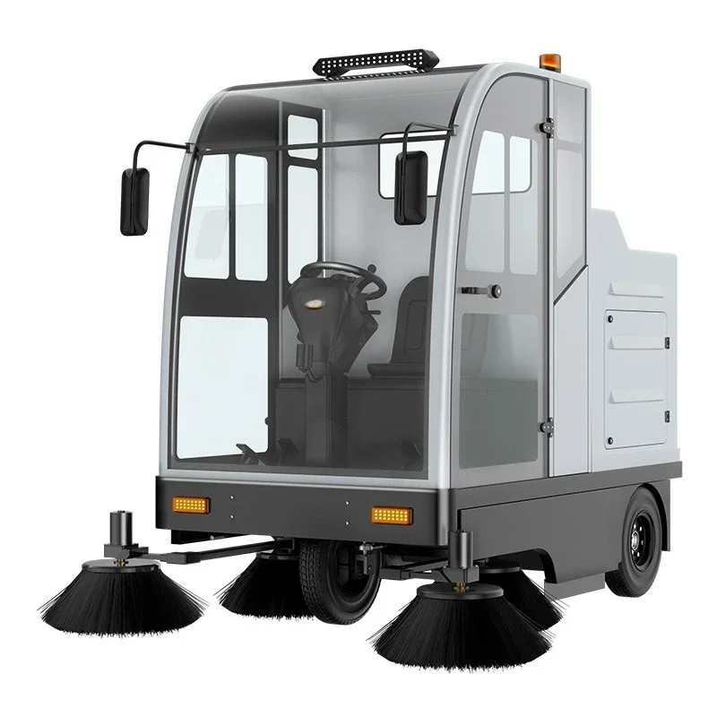 

Driving sweeper, four-wheel road sweeper used in the factory workshop of the manufacturer