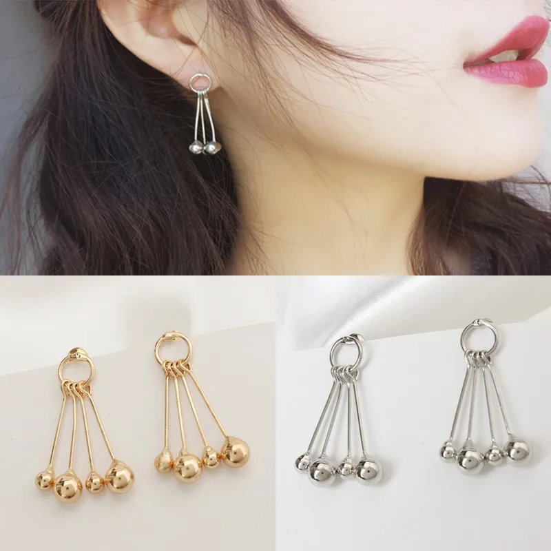 New Fashion Punk Gold Color Earrings For Women Cute  Metal Beads Circle Swing Long Tassel Earrings Jewelry Bijoux Creative Gifts