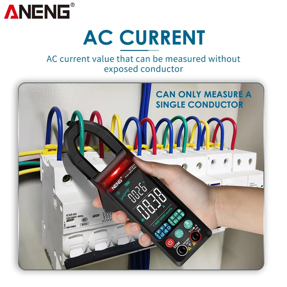 Imagem -03 - Aneng St211 Alicate Amperimetro Multimetro Digital Profesional Braçadeira Metros Voltimetro Ferramentas Medidores de Tensão Multímetros Multimeter Clamp Meter Megometro Frequencimetro Corrente Russa Capacimetro