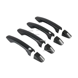 For Kia K7 Cadenza 2019 2020 Carbon Fiber Outer Door Handle Catch Cover Trim Smart Key Molding Guard Decoration Car Styling