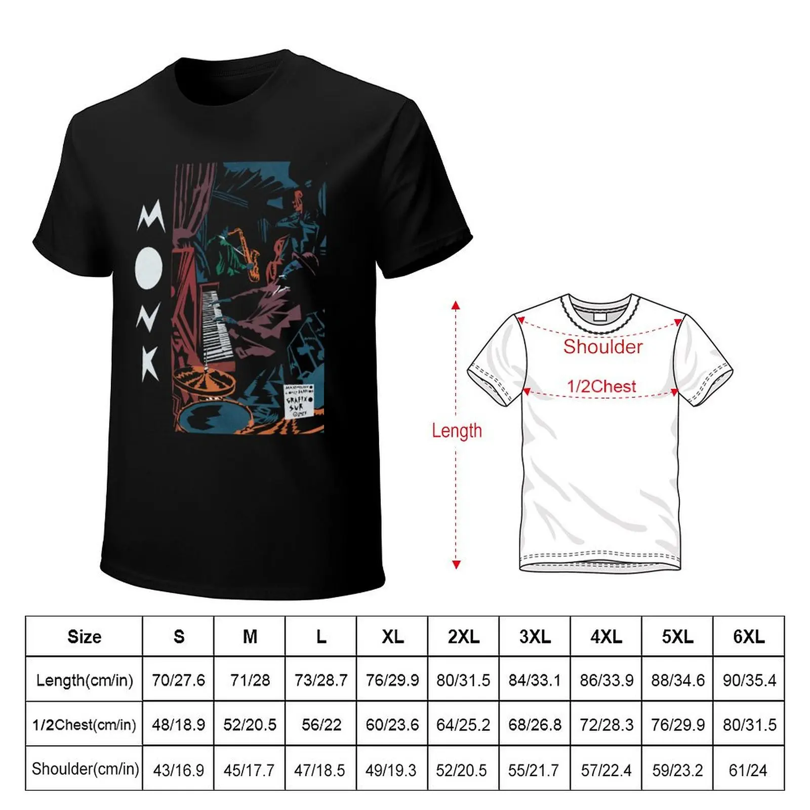 Thelonious Monk, Illustrated by Maximiliano Lopez Barrios T-Shirt t shirts for man graphic vintage T-Shirt