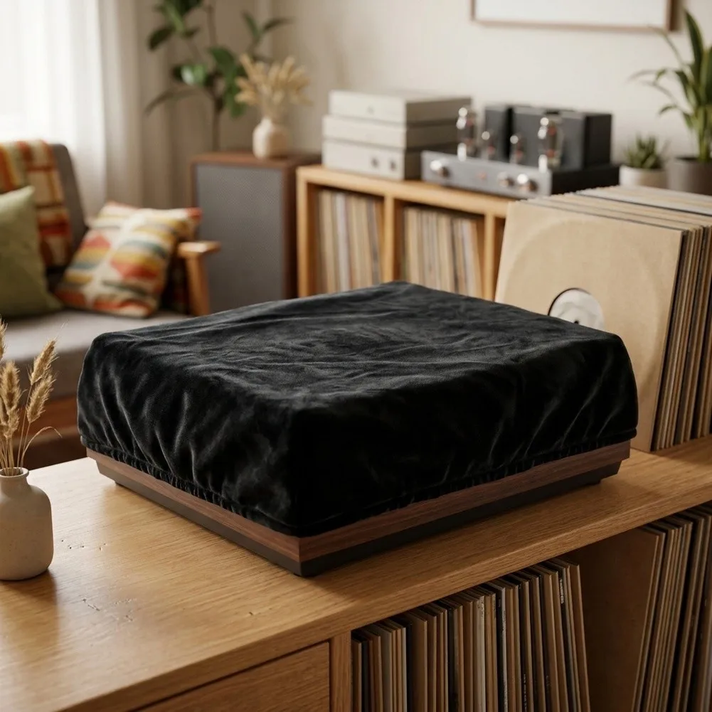 Ultra Soft Spandex Dust Cover for audio for technica AT LP70XBT Turntable 40cm x 33cm x 7.5cm Black Protective Fit