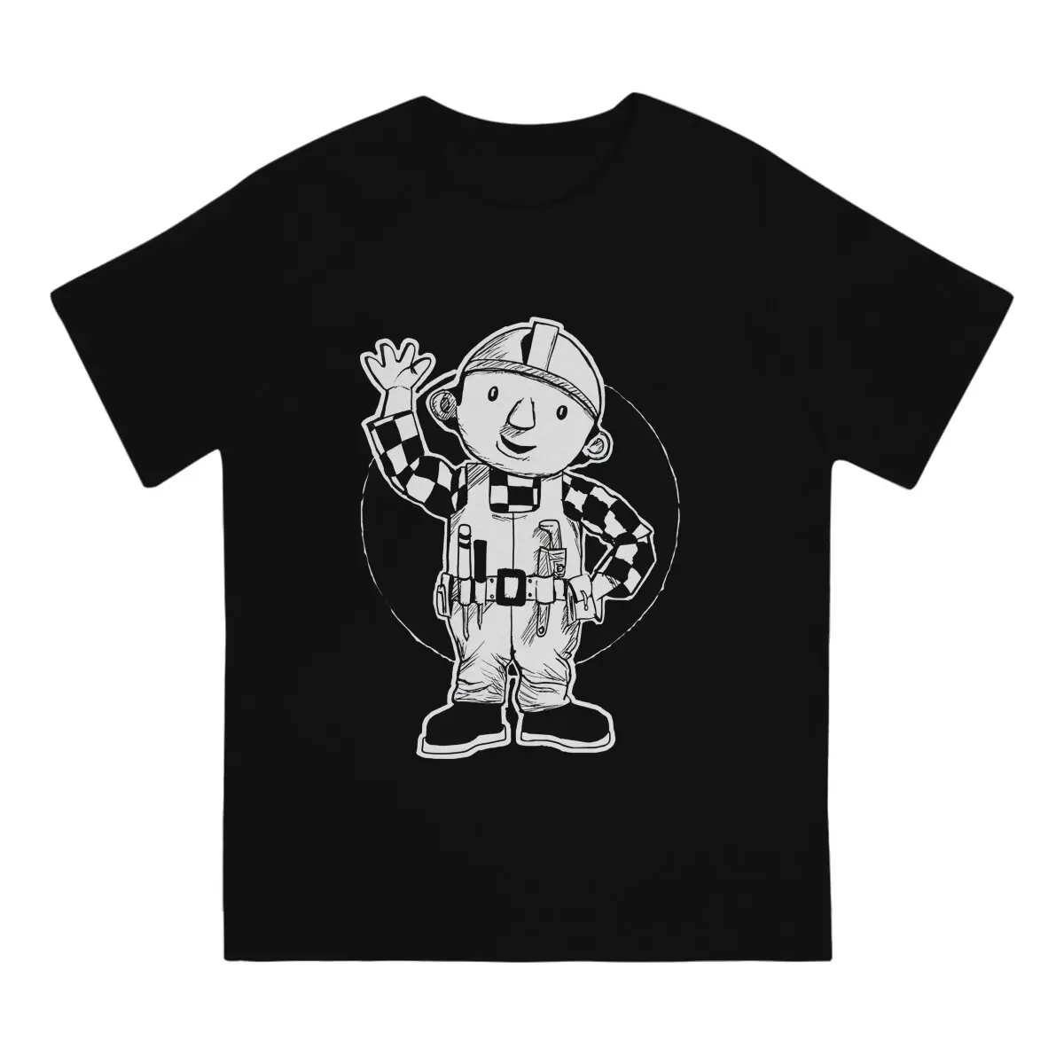 Bob The Builder Anime Black And White Tshirt Homme Men's Clothes Blusas Cotton T Shirt For Men