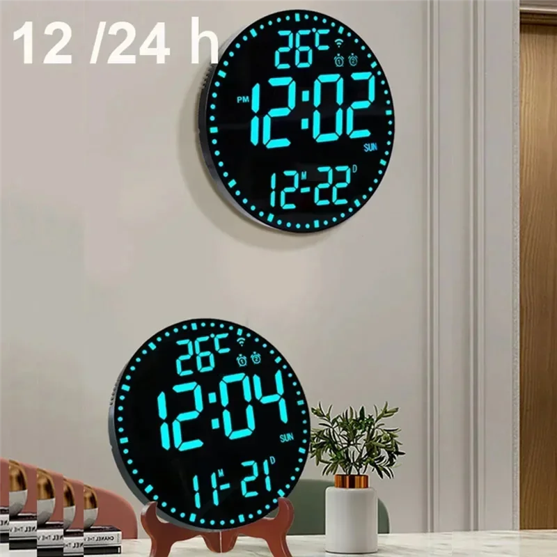 

SHGO-Calendar Wall Clock Wall Hanging Intelligent Clocks Living Room Decoration Wall Clock White Shell Black Face