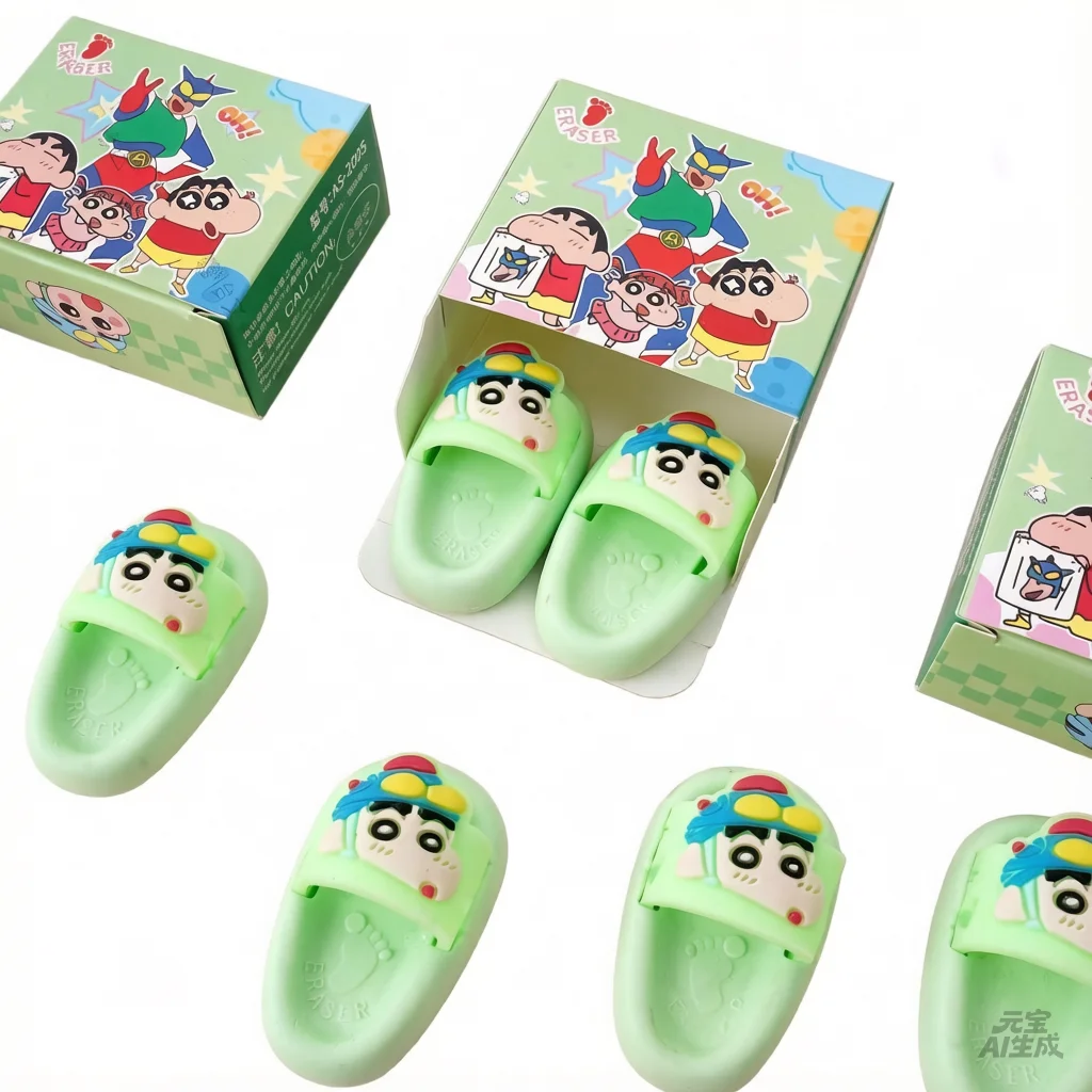 Gomme en forme de pantoufle Crayon Shin-chan, style dessin animé 3D mignon, papeterie de grande valeur pour étudiants, prix créatif, cadeau original