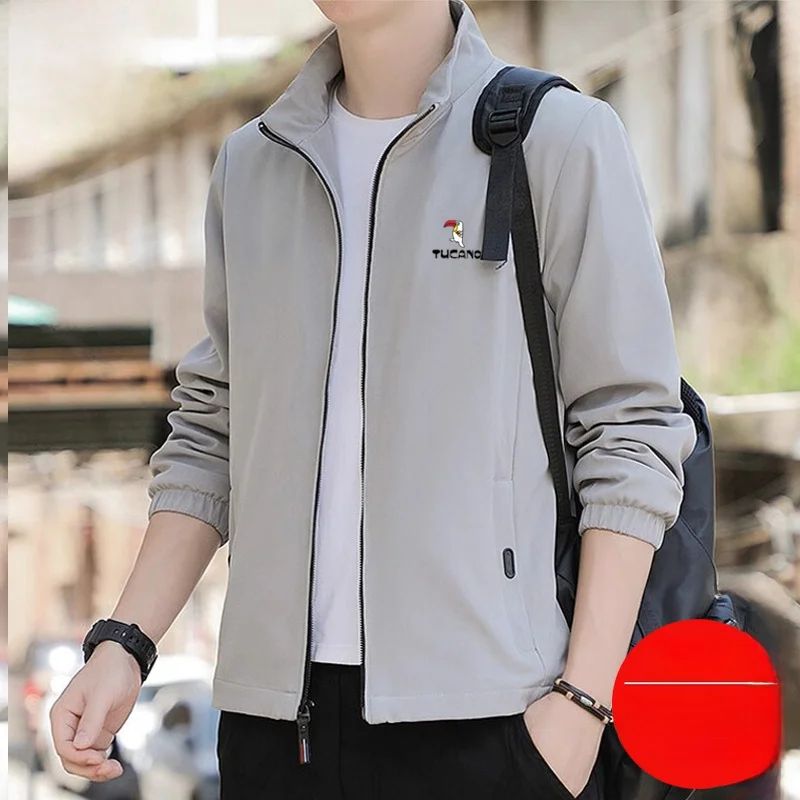 

TUCANO модная повседневная универсальная куртка с воротником-стойкой, мужская весенне-осенняя спортивная одежда, длинная застежка-молния со стойкой