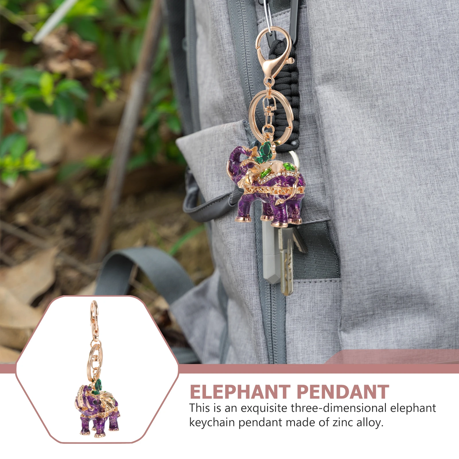 

1pc Creative 3D Elephant Keychain Pendant Ring Decor Bag Hanging Ornament Lovely Key Chain Gift Holder Car Pendant