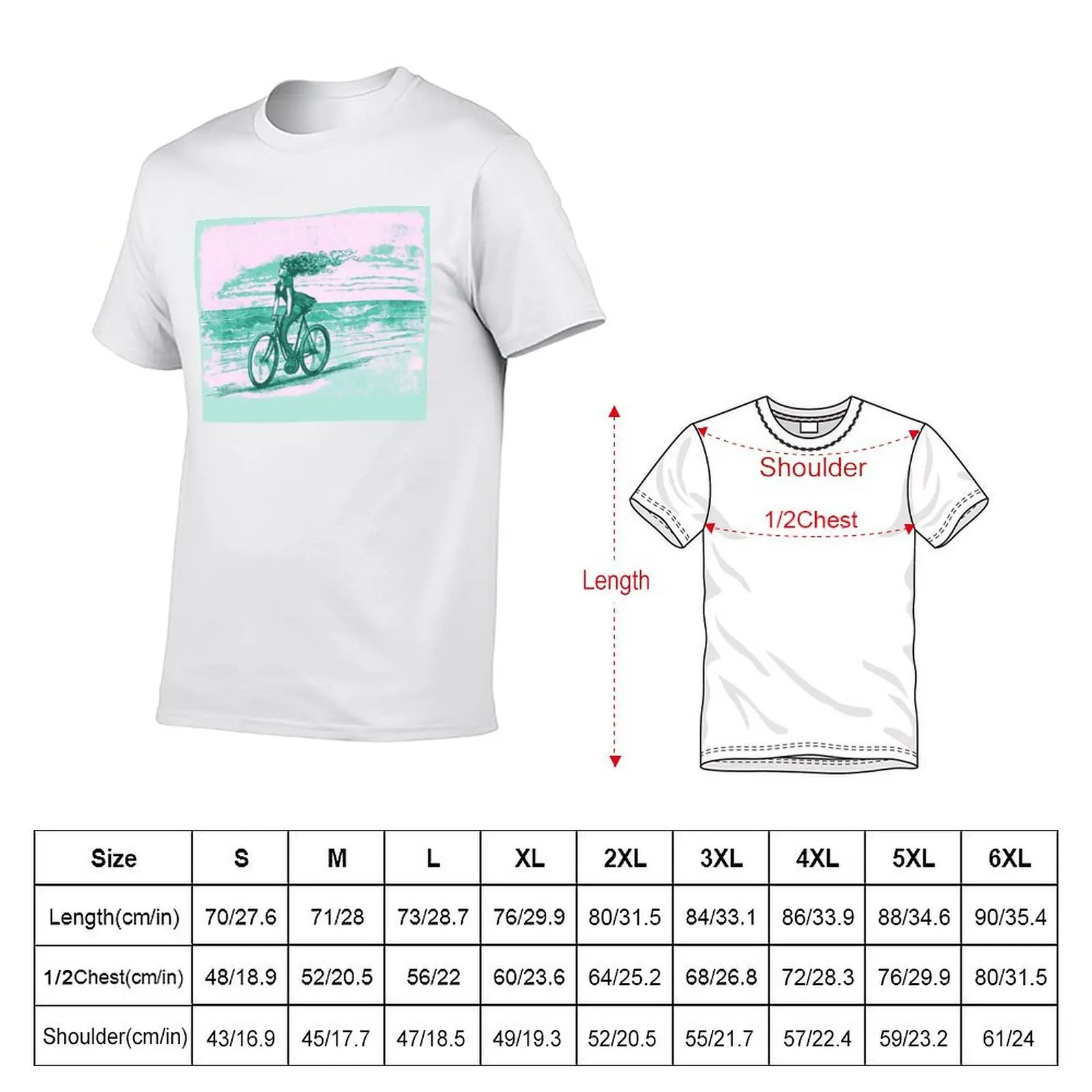 Mermaid Cyclist In Mint And Pink T-Shirt for a boy graphic shirts t shirt men 100℅ cotton