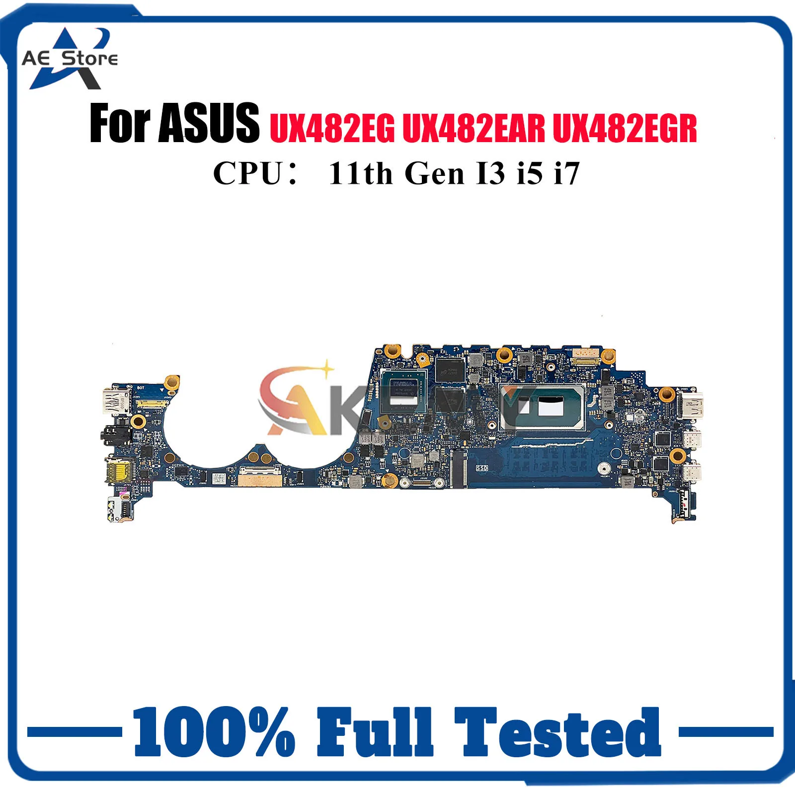 

UX482EG Laptop Motherboard For ASUS ZenBook UX4100E BE482E UX482EG UX482EAR UX482E UX482EGR BX482E Mainboard 11th Gen I3 i5 i7 U