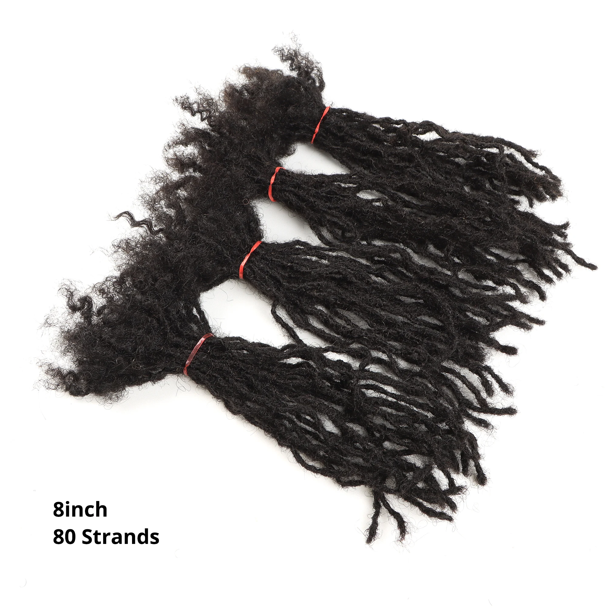 AHVAST-Dreadlocks au crochet R2 Locs, Extensions de cheveux 0.2 humains, Noir naturel, 100% cm, 8 po, Vente en gros