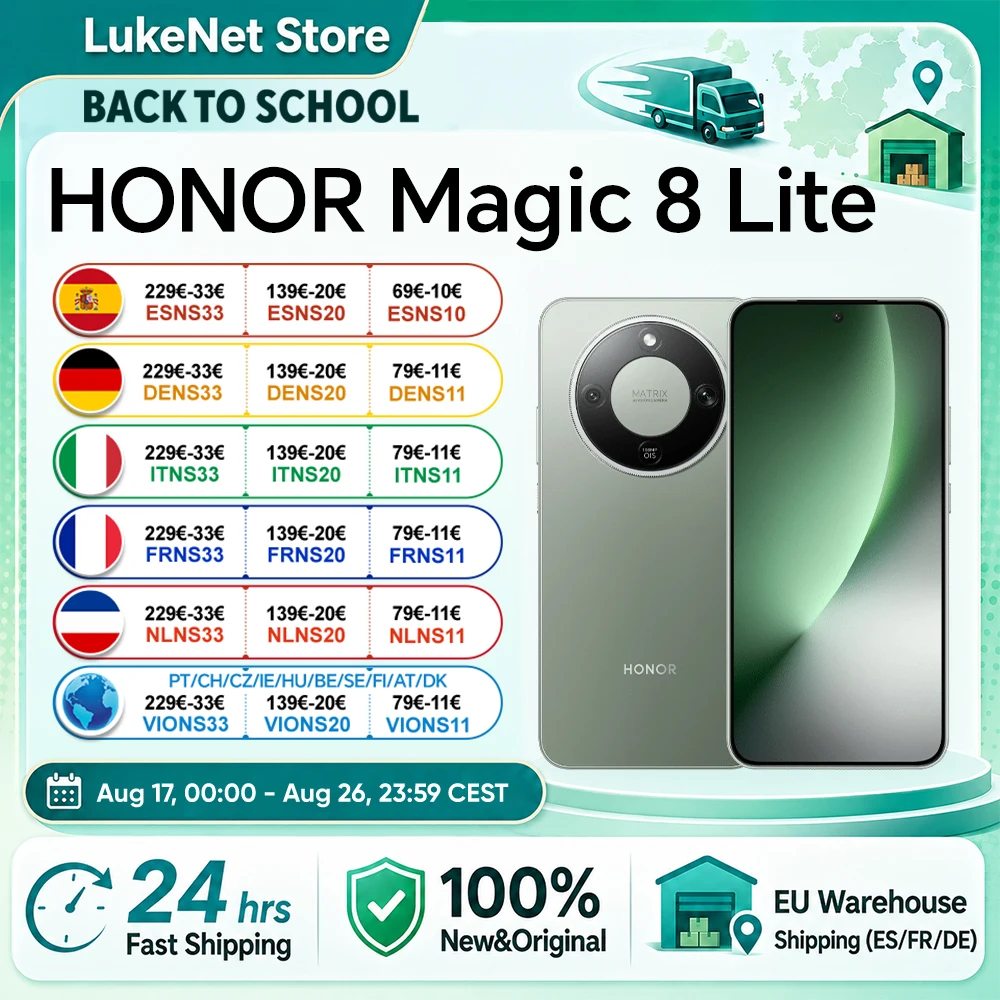 HONOR Magic 8 Lite EU-Version 5G Smartphone Snapdragon 6 Gen4 2,5m Sturzfest IP69K Staubdicht 7500mAh 108MP OIS AI ESIM