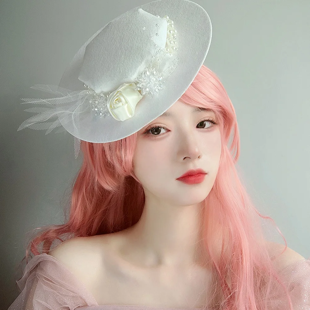 

Elegant Fascinator Hats for Women Crystal Decor Abs Pearls Hair Clip Wedding Tea Party Bridal Headb Prom Birthday Accessories