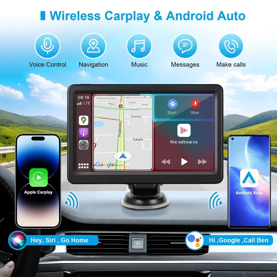 

Carplay Screen for Car, 7 HD Touch Screen Portable Car Stereo for Carplay amp Android Auto, Pantalla para Carros with Bluetooth,