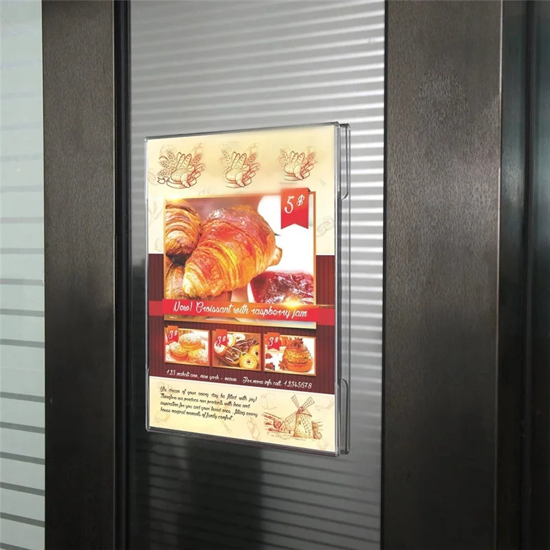 【Flash-Deal!】6Pc Acrylic Photo Frame No-Punch Wall-Mounted Transparent Price Tag With Table Sign A4 Display Frame For Home