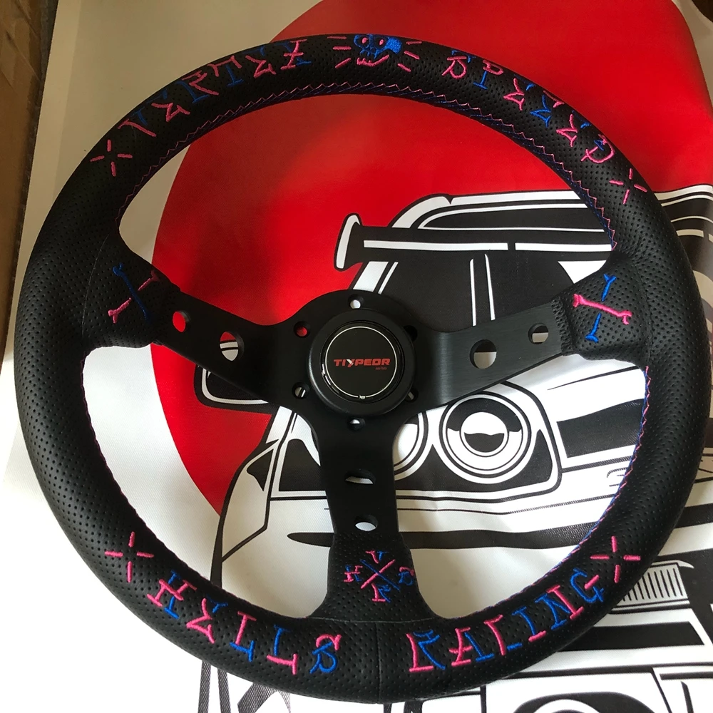 13Inch Universal Racing Tiypeor STEERING WHEEL Drift Rally JDM Leather VERTEX Steering Wheel Volantes For Toyota Honda BMW VW