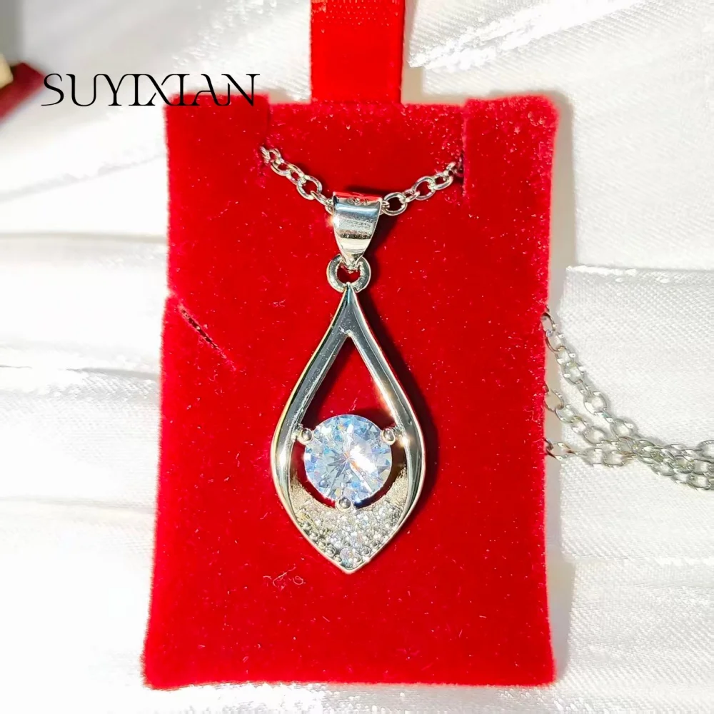 925 Sterling Silver Fashion Temperament Water Drop Zircon Pendant Necklace, Birthday Party Anniversary Gift