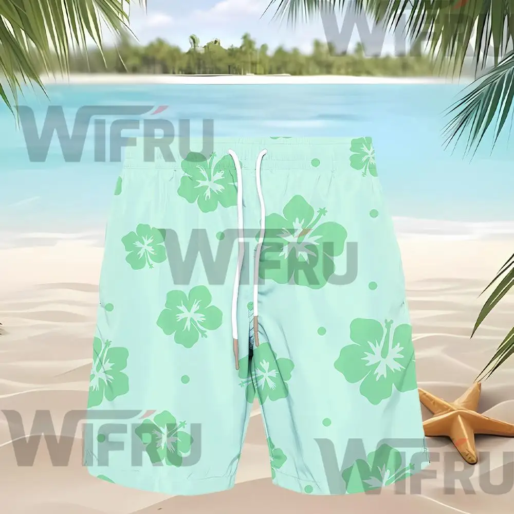 WIFRU Men's Breathable Holiday Hawaiian Beach Shorts Classic Palm Tree Pattern Casual Shorts Summer Loose Drawstring Swim Trunks