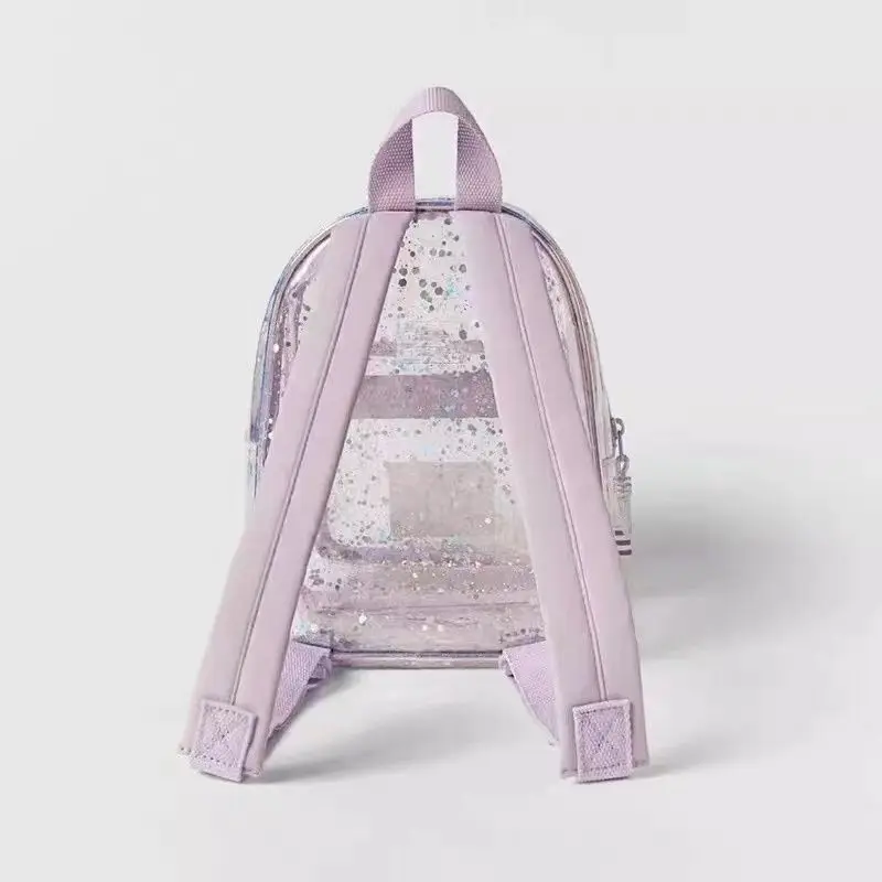 Girls Mini School Bags Fashion Trendy Ornament Child Simple Breathable New Designer Purple Transparent Backpack With Zipper