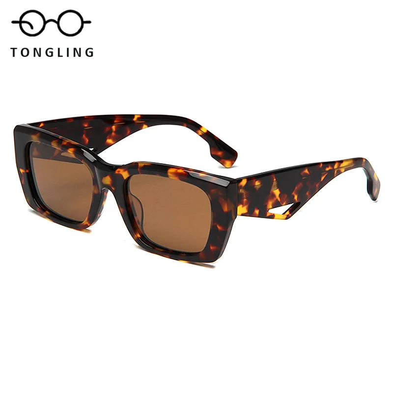 Top-Quality Fashion Handcrafted Square Men Personalized Acetate Patchwork Women Outdoor Wide-Leg Hollowed-Out High-End Sunglass