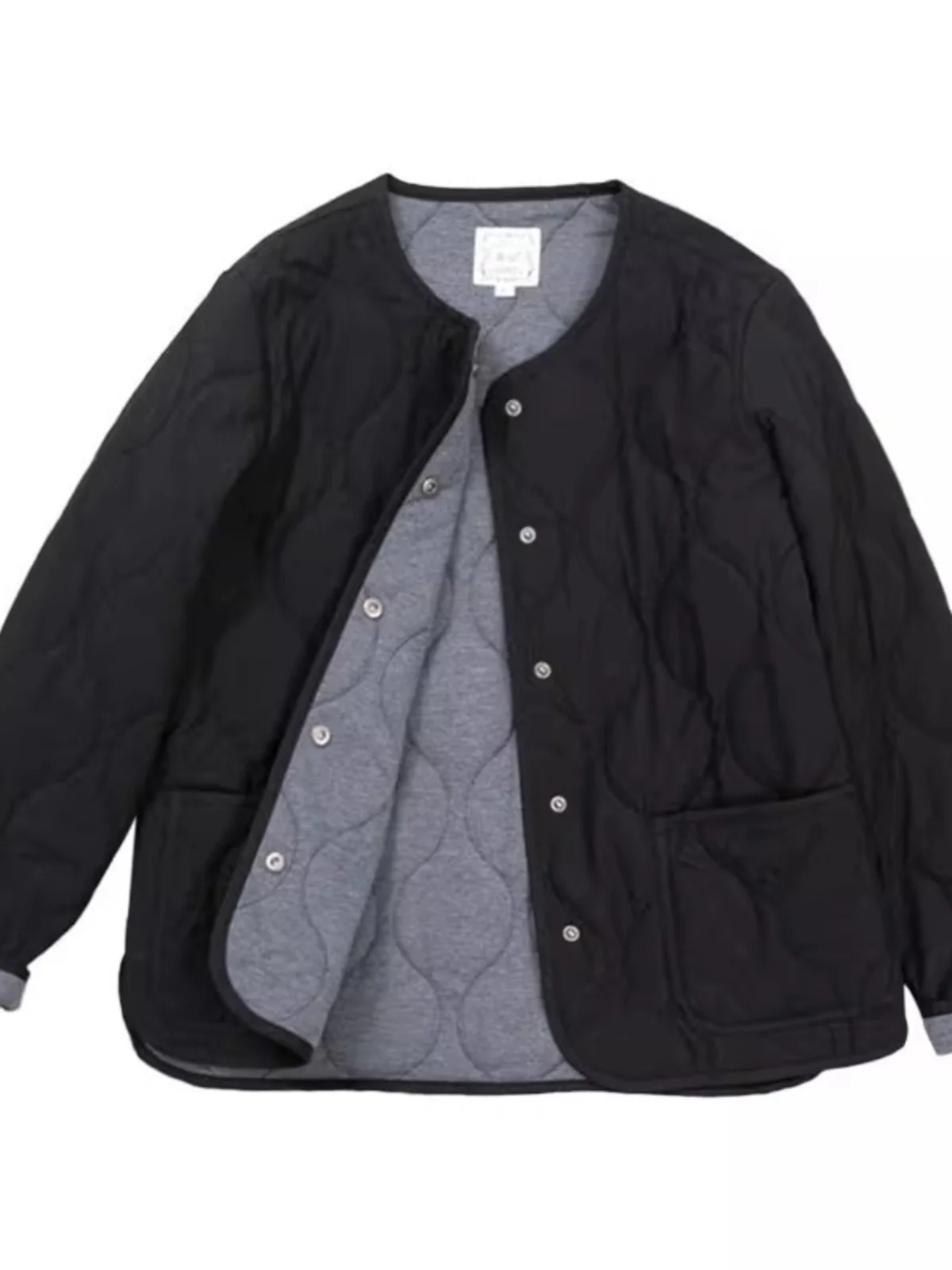 

Warm Cotton Jaet Outerwear Women's Loose round Ne Lightweight Filling Coat Autumn Winter Japanese Sle Retro Button up