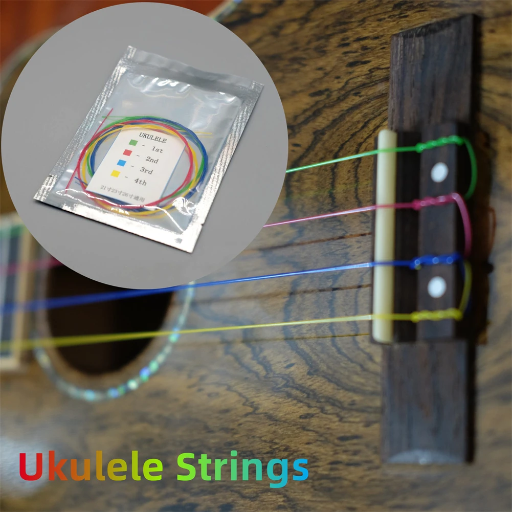 4pcs Ukulele Strings Rainbow Colorful Guitar Strings For Acoustic Folk Guitar Classic Guitar Multi Color Parts