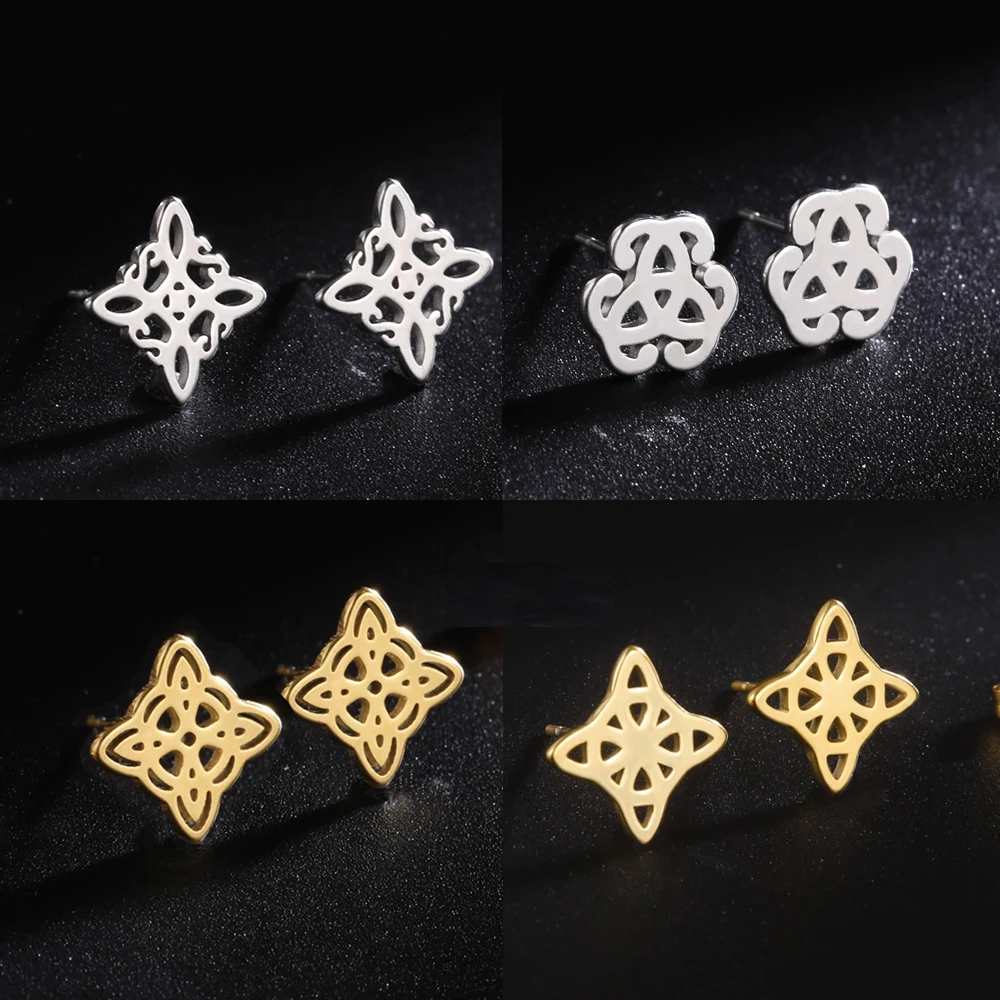 

My Shape Witch Knot Stud Earrings Stainless Steel Witchcraft Earrings for Women Irish Knot Celtic Knot Earrings Jewelry Amulet