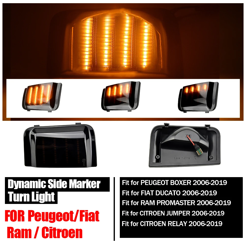 

New For Peugeot Boxer Fiat Ducato Citroen Relay 2006 Dynamic LED Turn Signal Light Side Mirror Indicator Sequential Blinker Lamp