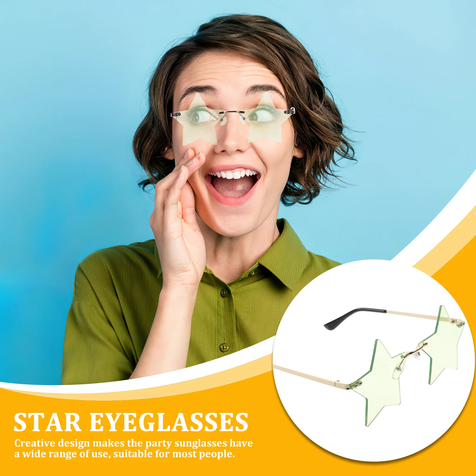 

Star Shaped Sunglasses Frameless Party Eyewear For Festival Vacation Street Photo Cosplay Prop Decorative Accessories