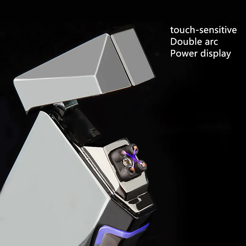 2022 Jobon Electric Lighter Metal Windproof Double ARC Plasma Lighter USB Rechargeable with Battery Indicator Men\'s Gift