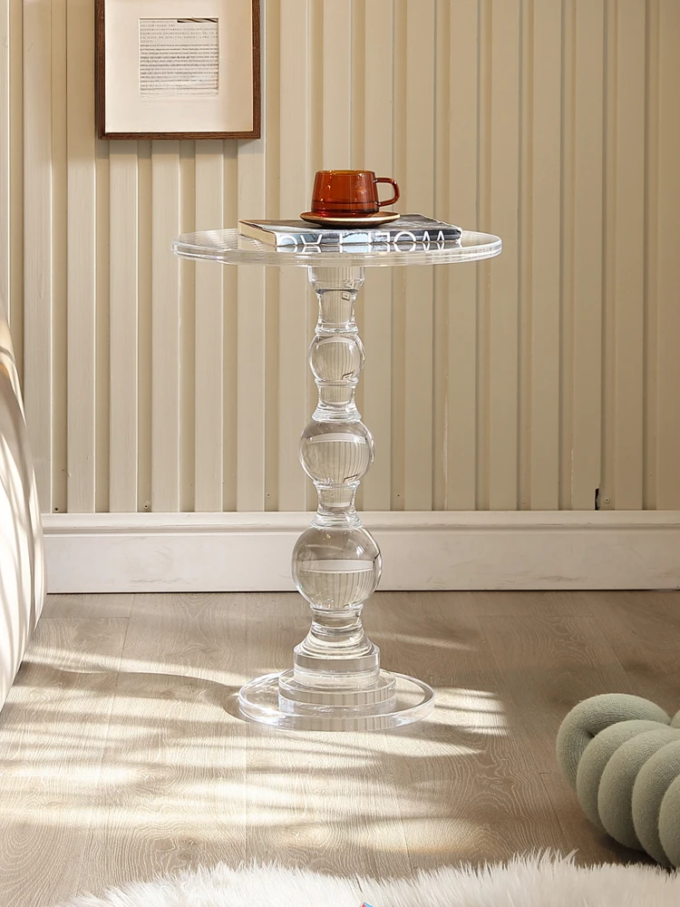 Creative round coffee table small apartment light luxury high-end sofa side table mobile acrylic living room household small tab