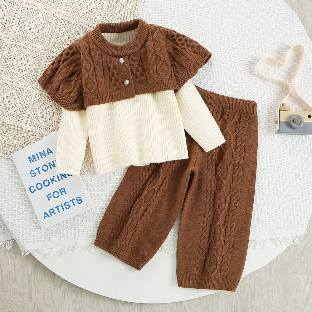 

Girls Clothes Sets New Autumn Kids Baby Girl Cardigan Knitted Sweater Outerwear and Pants 2pcs Clothes Suit Girl Clothes 2-6yrs