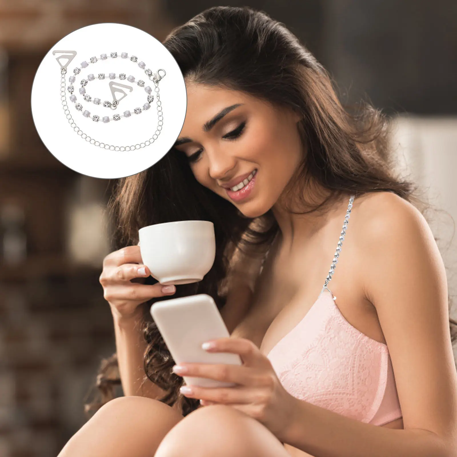 1Pair Exquisite Imitation Pearl Invisible Shoulder Straps Compatible with Removable Strap Underwear Ideal for Off Shoulder