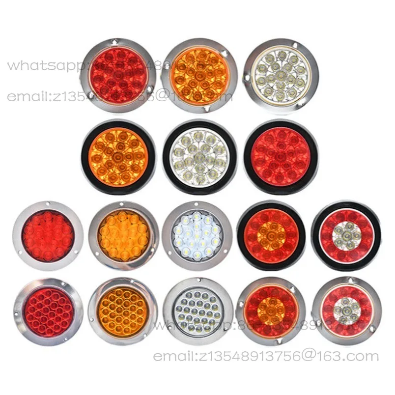 14Cm CIMC single light 12v-24V super bright truck special belt steering round two-color 16LED car tail lighting