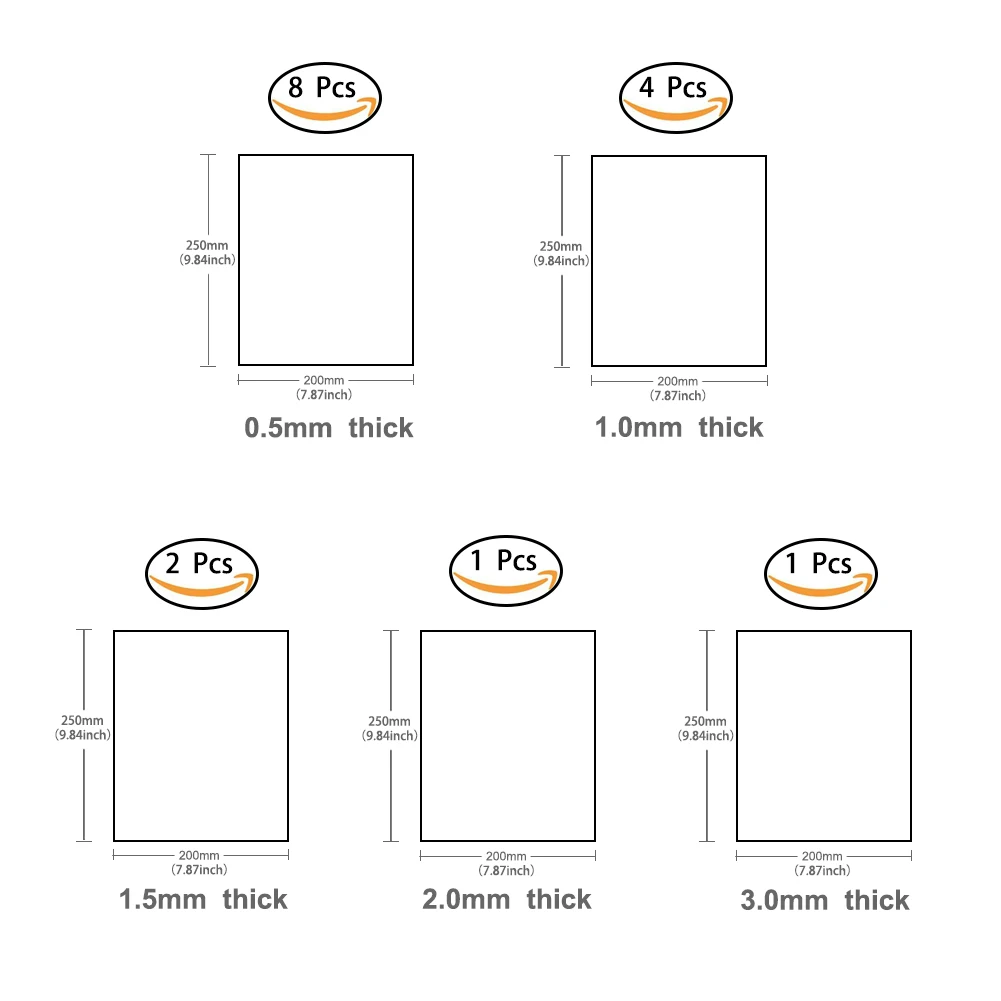 ABS09 ABS plastový bílá povlečení na postel 200mm x 250mm odlišný hustý 0.5mm 1mm 1.5mm 2mm 3mm pro DIY projekty domácí dekorace