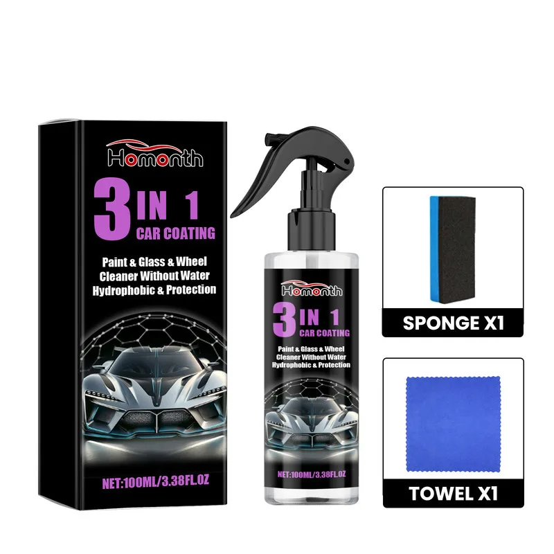 

Ceramic Car Coating Spray Auto Paint Brightening Tire Cleaning Stain Removal Polishing Renewal Spray Forms Hydrophobic Layer