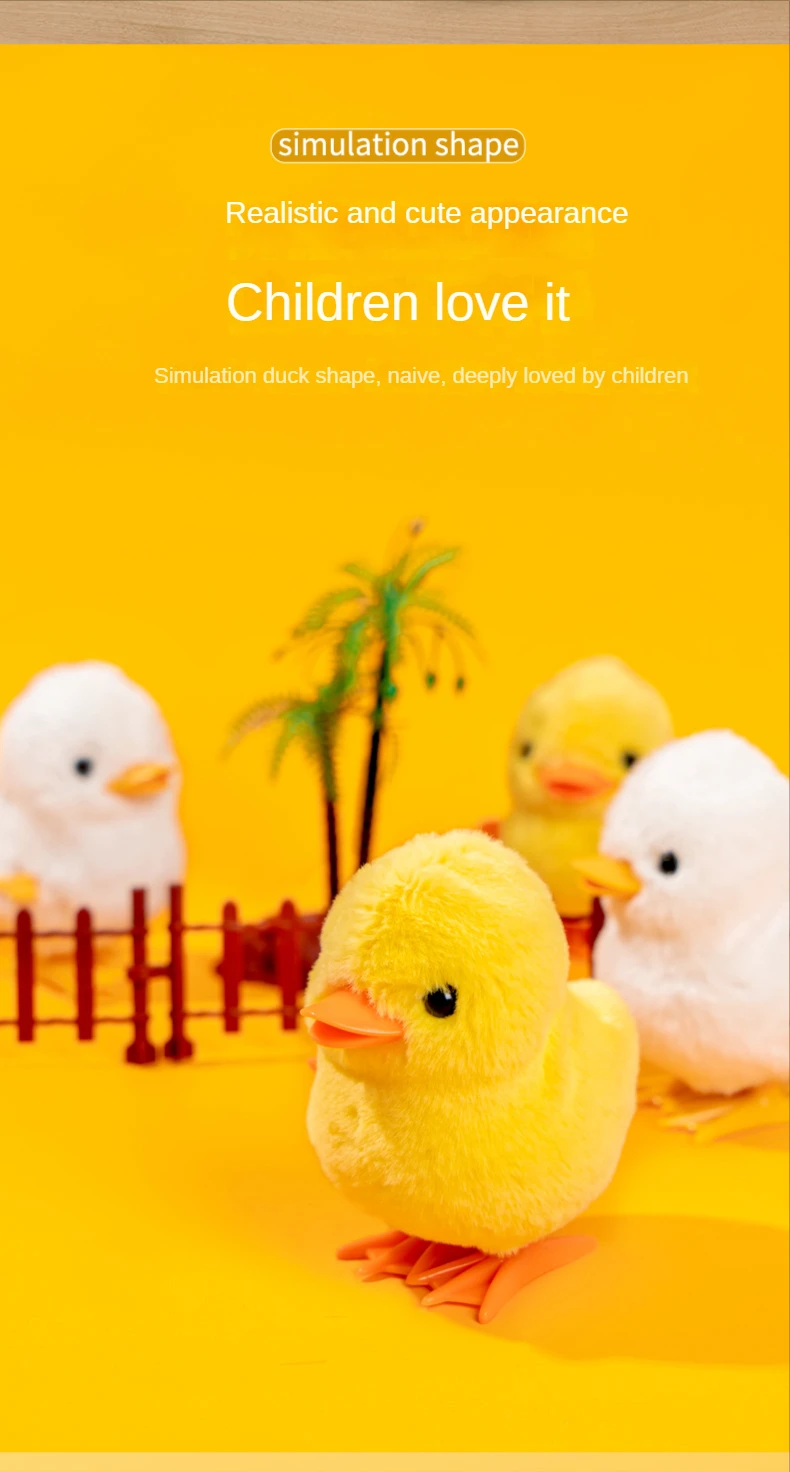 Yellow Jumping Chicken Clockwork Toy Walking Simulation Plush Wind Up Vintage Toys for Kids 2 to 4 Years Old Toys Gift