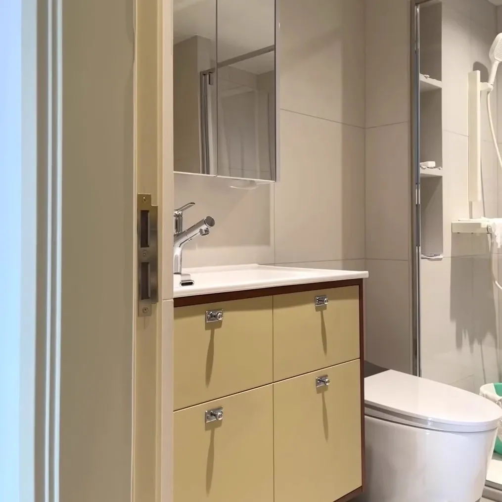 

Light cream medieval style ceramic integrated basin bathroom cabinet combination bathroom oak washbasin intelligent washbasin ca