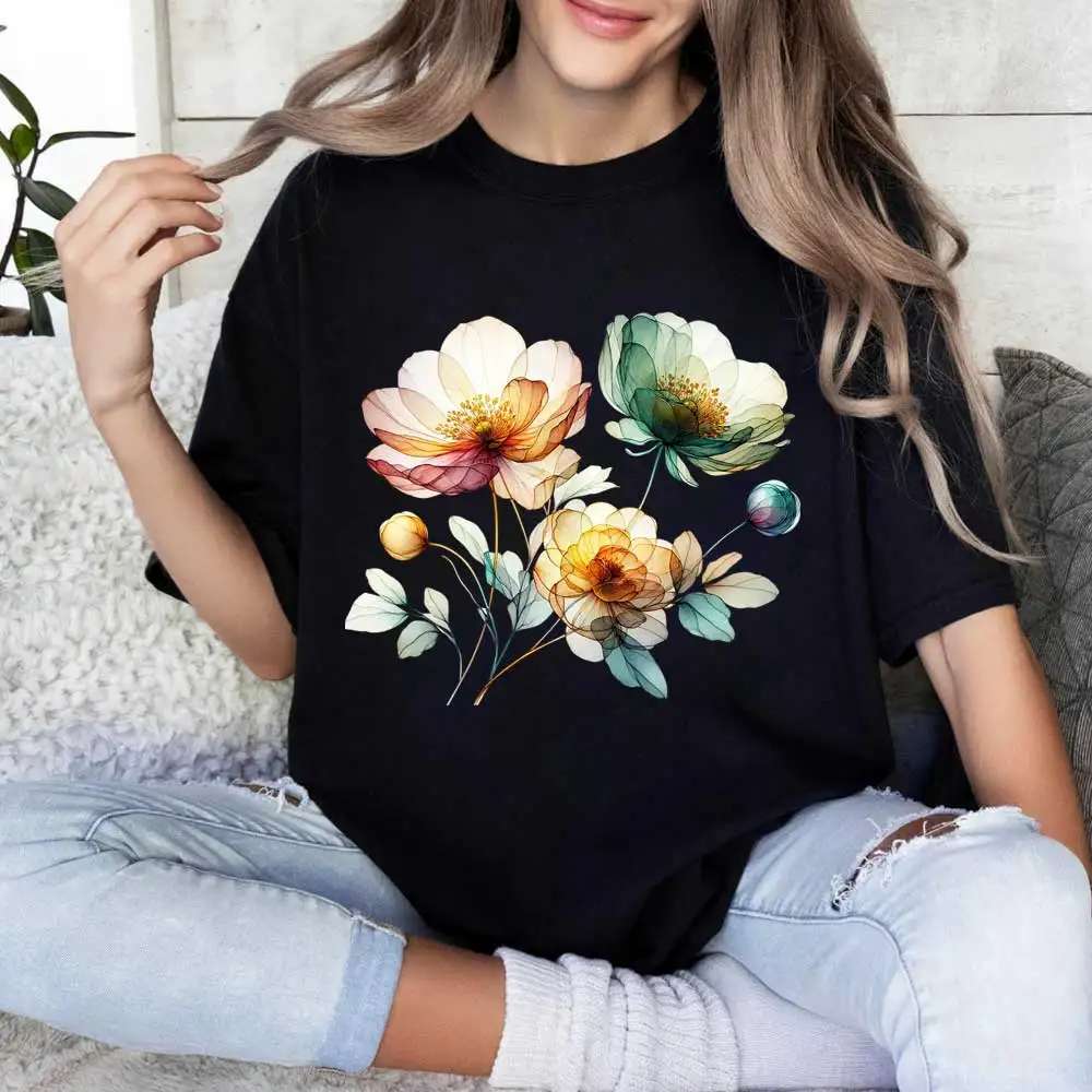 Abstract Flowers Iron-on Transfer For Clothing DIY A-Level Washable T-shirts Thermal Sticker Watercolor clipart Patches Applique